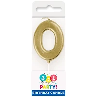 Mini Gold Number Birthday Candle, 0