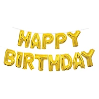 Foil Gold "HAPPY BIRTHDAY" Letter Balloon Banner Kit