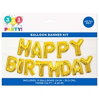 Foil Gold "HAPPY BIRTHDAY" Letter Balloon Banner Kit