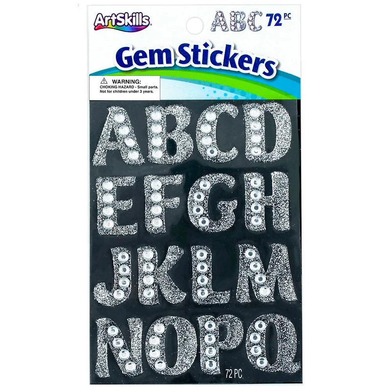 ArtSkills Silver Gem Letter Stickers for Posters, Crafts, Signs & Projects, 72 Pieces