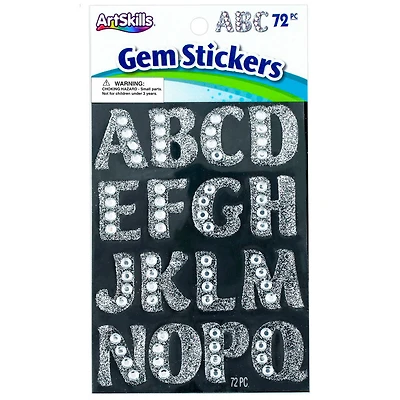 ArtSkills Silver Gem Letter Stickers for Posters, Crafts, Signs & Projects, 72 Pieces