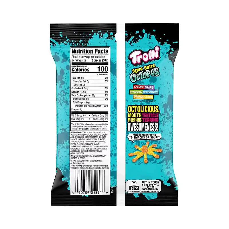 Trolli Sour Brite Crawlers Octopus, 3 oz