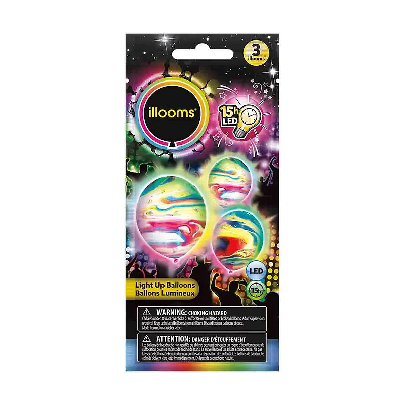 9" Marble LED Light Up Balloons, 3 Count