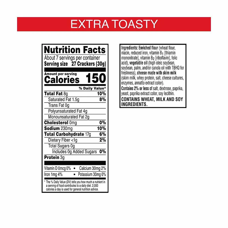 Cheez-It Crackers Extra Toasty, 7 oz
