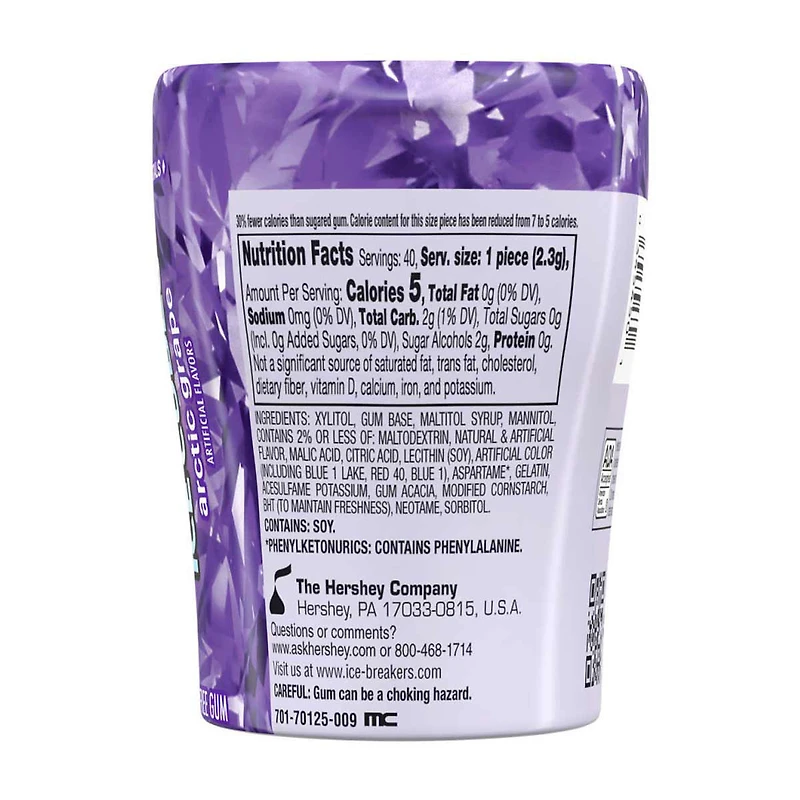 Ice Breakers Ice Cubes Arctic Grape Sugar Free Chewing Gums, 40 ct