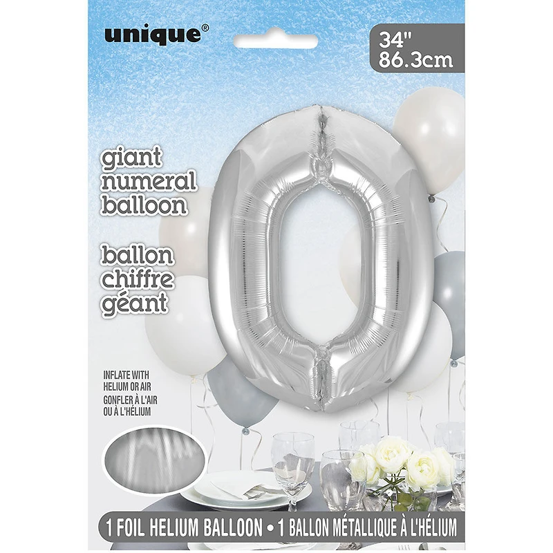 34" Giant Foil Silver Number Balloon