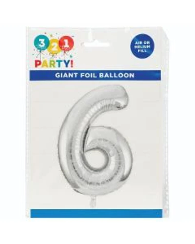 321 Party! 34" Giant Foil Silver Number Balloon, Assorted