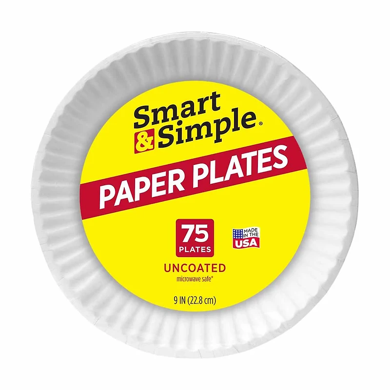 Smart & Simple Paper Plates, 9 in - 75 Counts