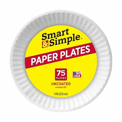 Smart & Simple Paper Plates, 9 in - 75 Counts