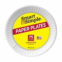 Smart & Simple Paper Plates, 9 in - 75 Counts