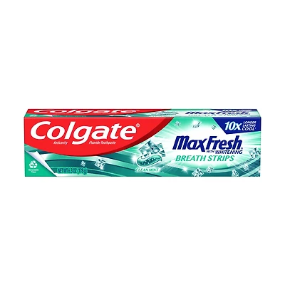 Colgate Max Fresh Whitening Toothpaste with Mini Breath Strips - Clean Mint, 6.3