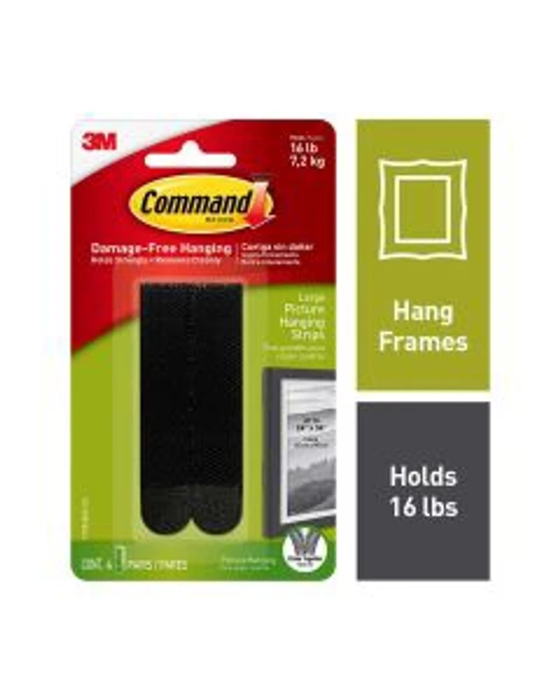 Command Large Picture Hanging Strips, Black, 4 Sets of Strips/Pack