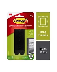 Command Large Picture Hanging Strips, Black, 4 Sets of Strips/Pack