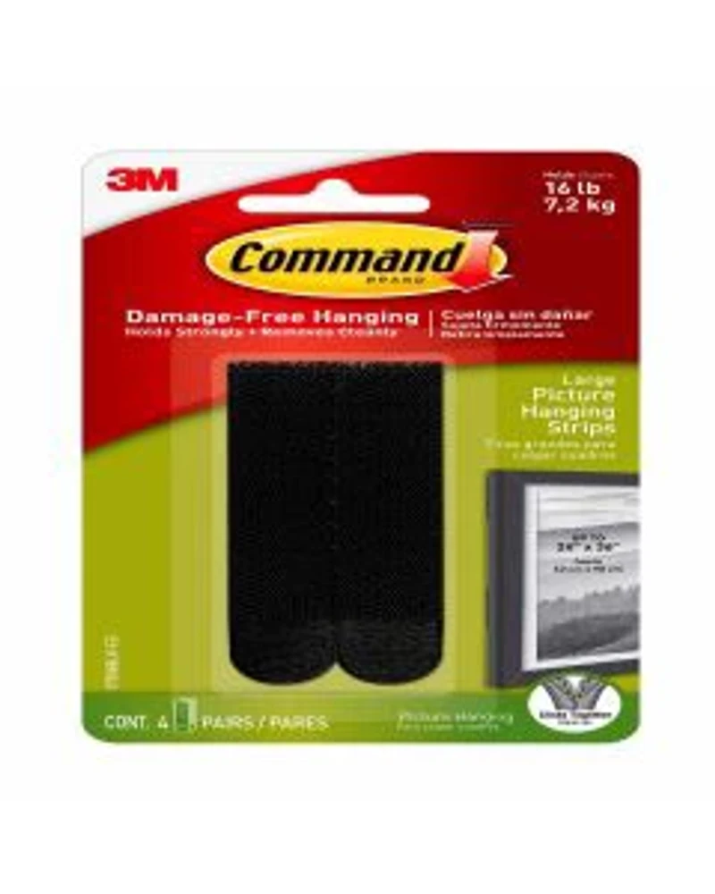 Command Large Picture Hanging Strips, Black, 4 Sets of Strips/Pack