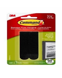 Command Large Picture Hanging Strips, Black, 4 Sets of Strips/Pack