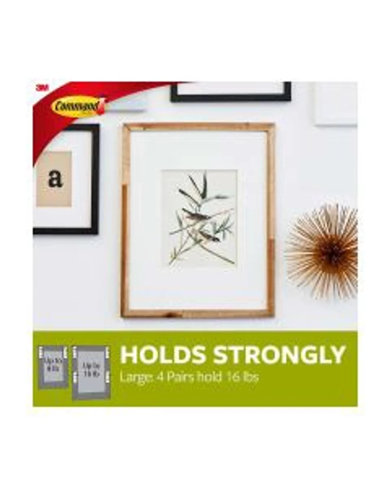 Command Large Picture Hanging Strips, Black, 4 Sets of Strips/Pack