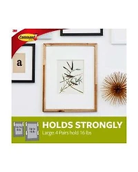 Command Large Picture Hanging Strips, Black, 4 Sets of Strips/Pack