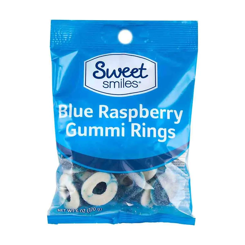 Sweet Smiles Blue Raspberry Gummi Rings, 4.5 oz