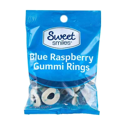 Sweet Smiles Blue Raspberry Gummi Rings, 4.5 oz