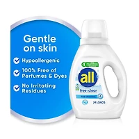 all Liquid Laundry Detergent, Free Clear, 30 Fluid Ounces, 24 Loads