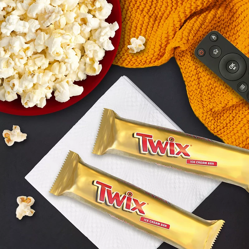 Twix Ice Cream Bars Vanilla Caramel Chocolatey Cookie Dessert Bar Individually Wrapped, 5 Pack