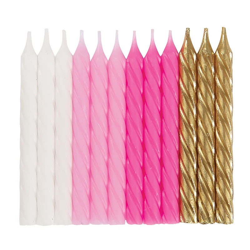 Pink, White, and Gold Birthday Candles, 24 Count