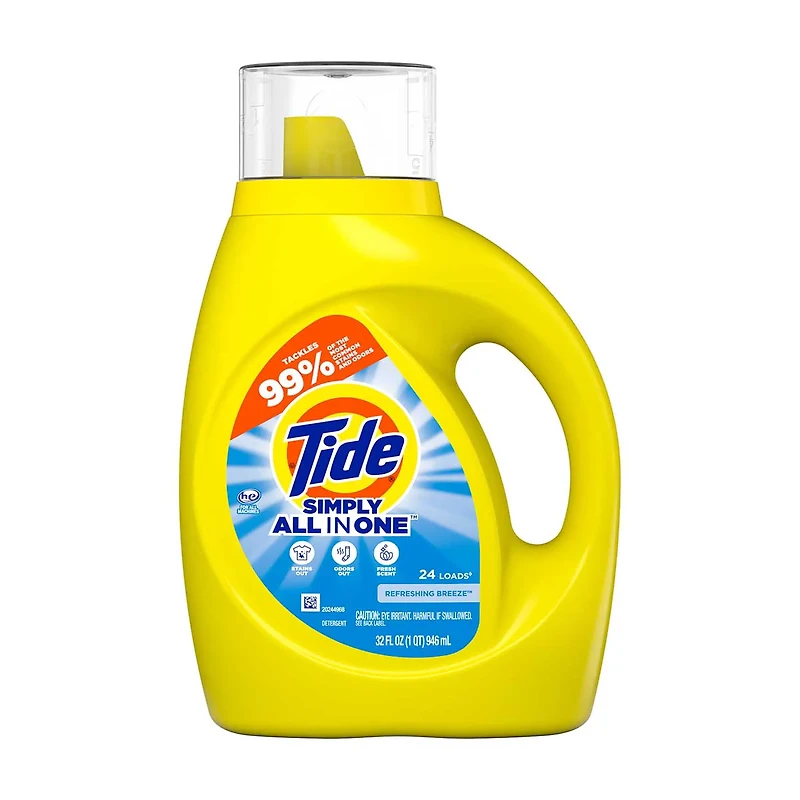 Tide Simply Clean & Fresh Liquid Laundry Detergent, Refreshing Breeze, 22 loads, 31 oz