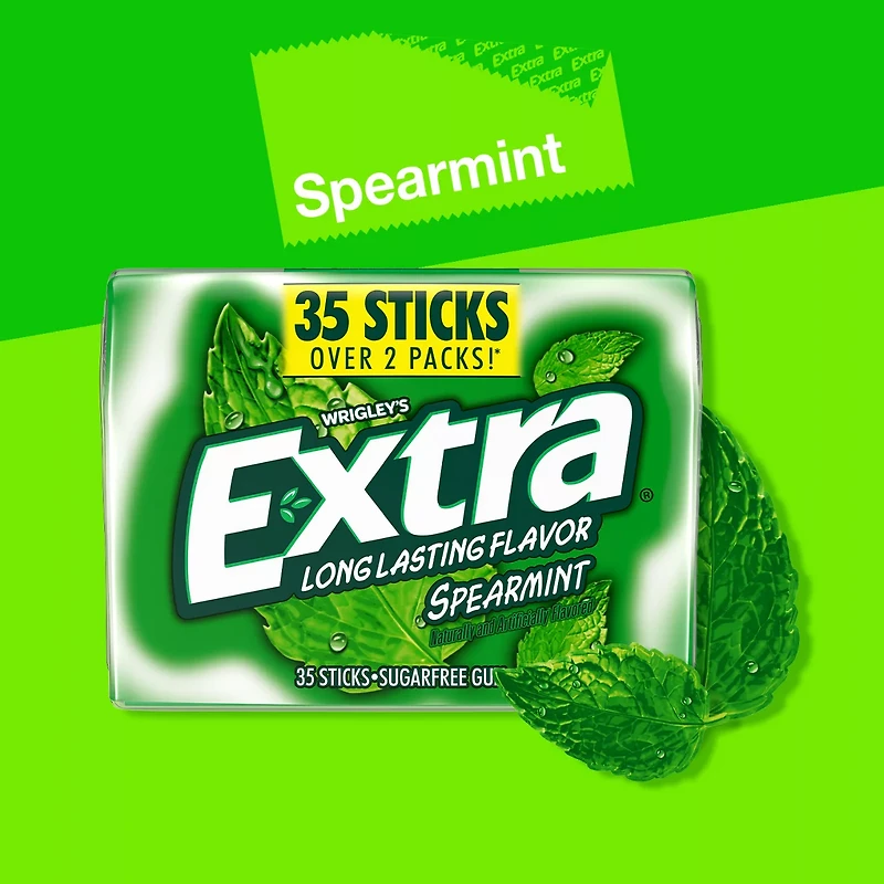 EXTRA Gum Spearmint Sugar Free Chewing Gum Pack, 35 Ct Mega Pack