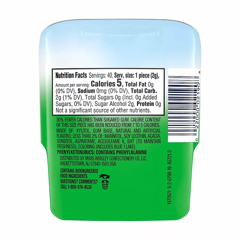 Extra Refreshers Spearmint Sugar Free Chewing Gum, 40 ct