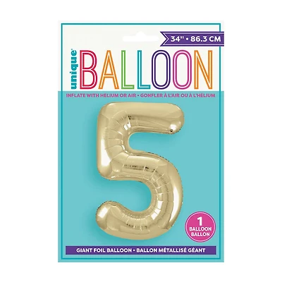Golden Balloon Numeral 5