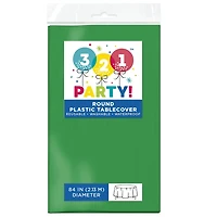 84" Round Emerald Green Plastic Tablecloth