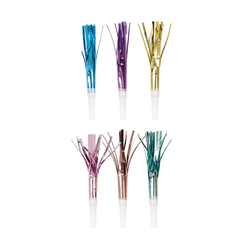 Pastel Foil Fringed Party Squawkers, 8 Count