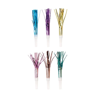 Pastel Foil Fringed Party Squawkers, 8 Count