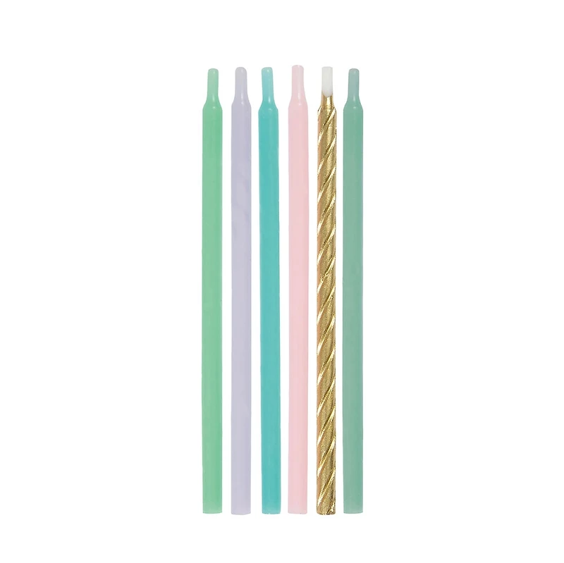 Pastel & Metallic Birthday Candles, Assorted, 12 Count