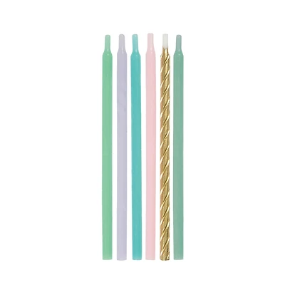 Pastel & Metallic Birthday Candles, Assorted, 12 Count