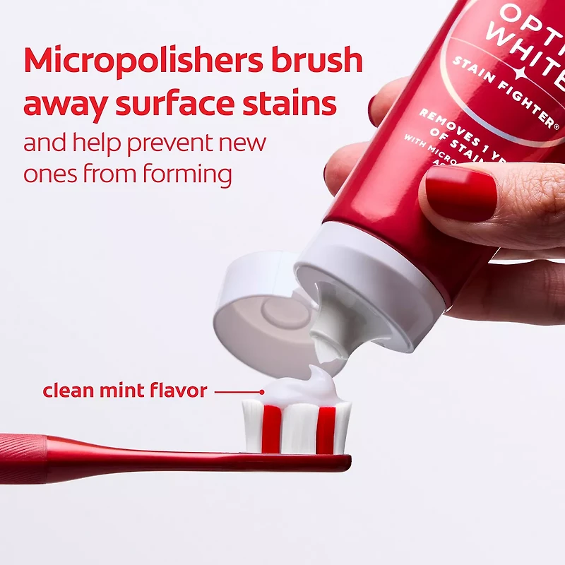 Colgate Optic White Stain Fighter Clean Mint Paste Teeth Whitening Anticavity Toothpaste, 2 Pack, 3.8 OZ