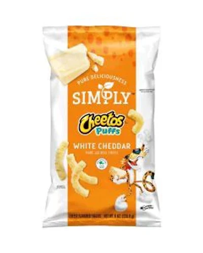 Cheetos Simply Puffs Cheese Flavored Snacks White Cheddar 8 oz.
