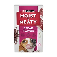 Purina Moist and Meaty Steak Flavor Soft Dog Food Pouches, 6 ct