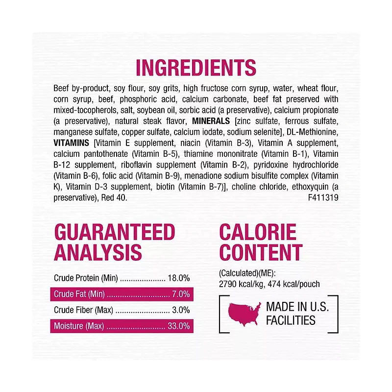 Purina Moist and Meaty Steak Flavor Soft Dog Food Pouches, 6 ct