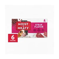 Purina Moist and Meaty Steak Flavor Soft Dog Food Pouches, 6 ct