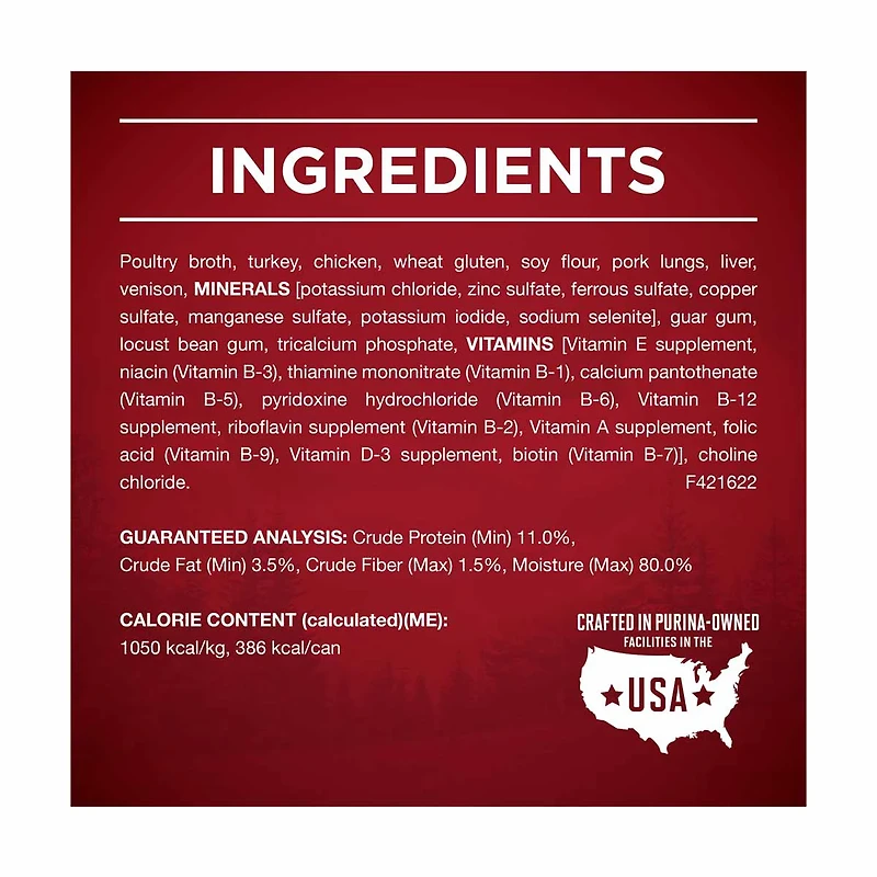 Purina ONE True Instinct Tender Cuts In Gravy With Real Turkey and Venison Wet Dog Food, 13 oz can