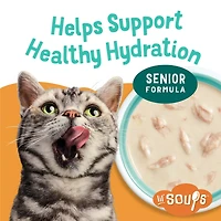 Lickable grain free cat treats made with real tuna and intended as a complement to your senior cat's complete and balanced diet