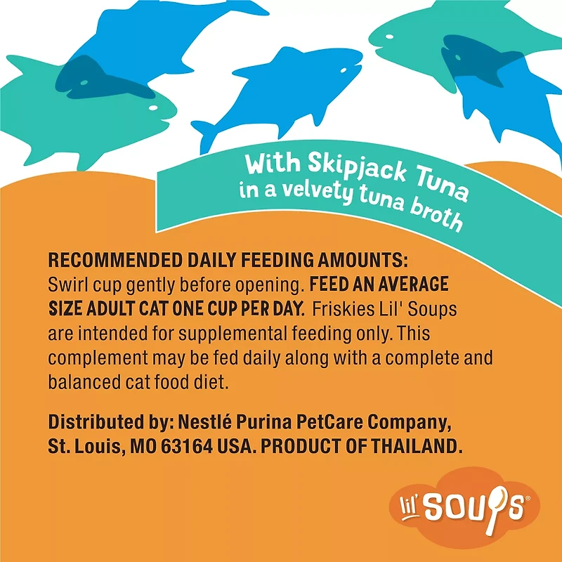 Lickable grain free cat treats made with real tuna and intended as a complement to your senior cat's complete and balanced diet