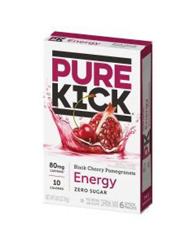 Pure Kick Singles To Go Energy Drink Mix, Black Cherry Pomegranate, 0.63 oz, 6 ct