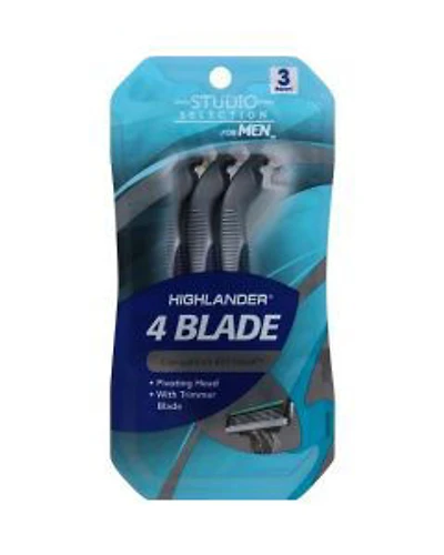 Studio Selection Highlander 4 Blade Razor, 3 Count