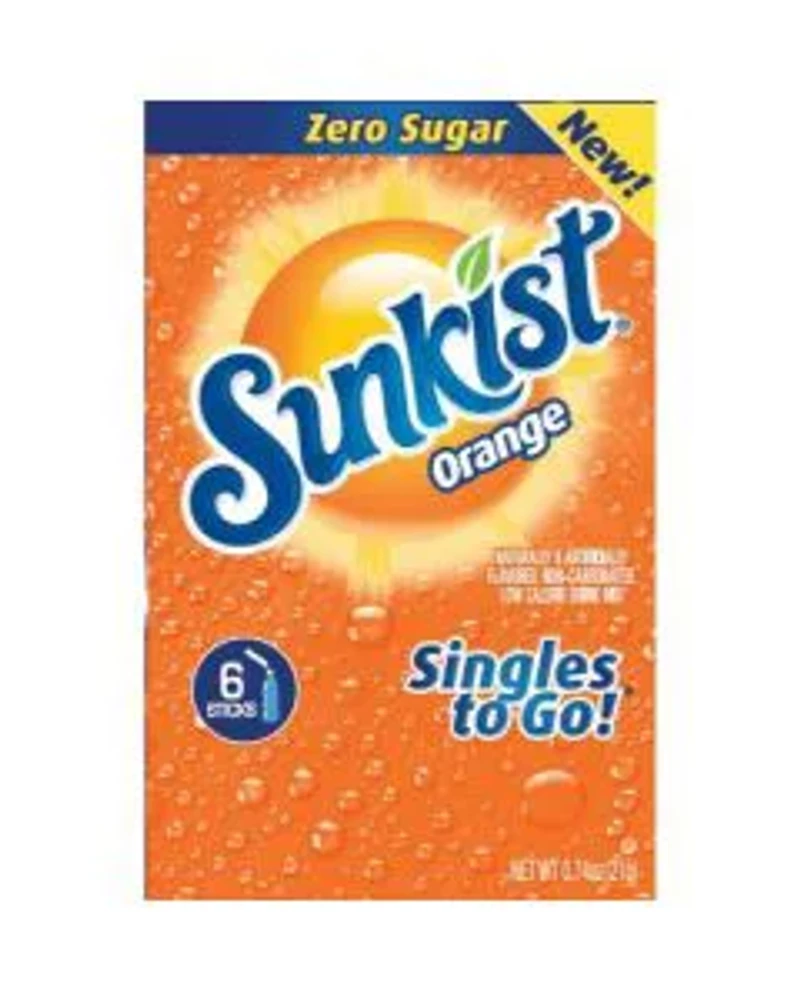 Sunkist Soda Orange Singles To Go Drink Mix, 0.74 oz, 6 ct