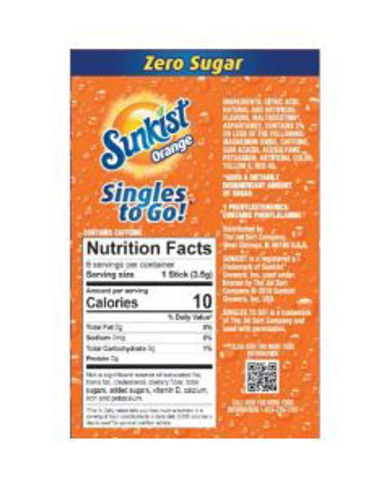 Sunkist Soda Orange Singles To Go Drink Mix, 0.74 oz, 6 ct