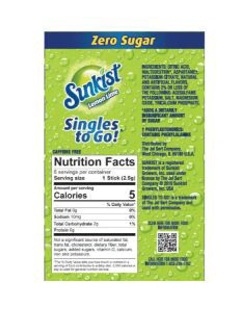 Sunkist Lemon Lime Flavored Singles To Go Drink Mix, 0.53 oz, 6 ct