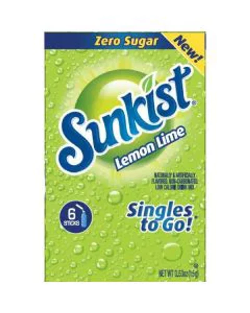 Sunkist Lemon Lime Flavored Singles To Go Drink Mix, 0.53 oz, 6 ct