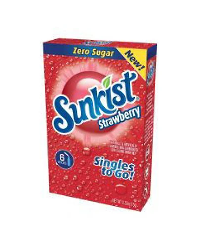 Sunkist Singles To Go Drink Mix, Strawberry, 0.53 oz, 6 ct